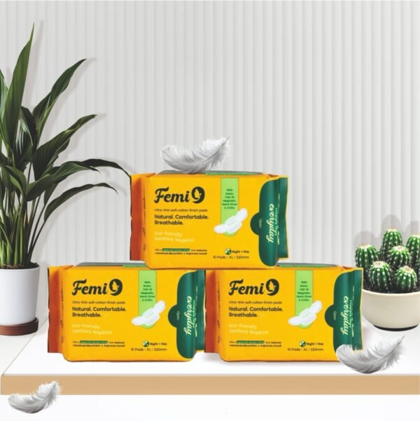 Femi9 Ultra-Thin Pads (320mm-XL) | (10 Pads/Pack) ( 3 Combo Pack - 30 Pads)