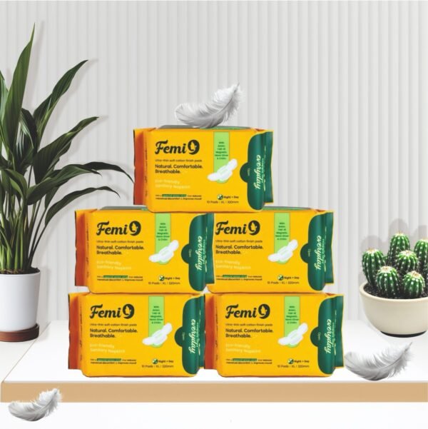 Femi9 Ultra-Thin Pads (320mm-XL) | (10 Pads/Pack) ( 5 Combo Pack - 50 Pads)